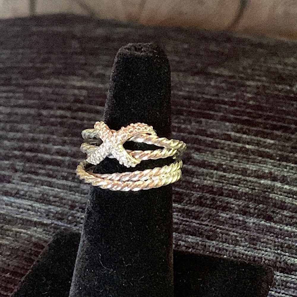 Authentic David Yurman Diamond X Crossover Ring